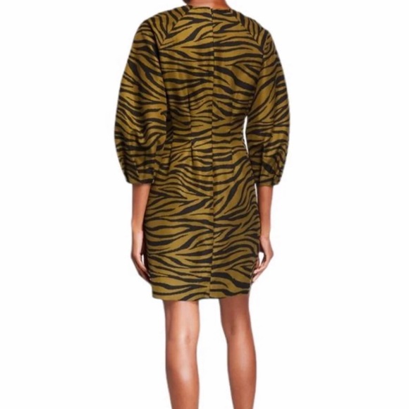 Veronica Beard Navi Zeabra print zipper cotton silk blend olive Dress Sz 4 NWT - Picture 14 of 16